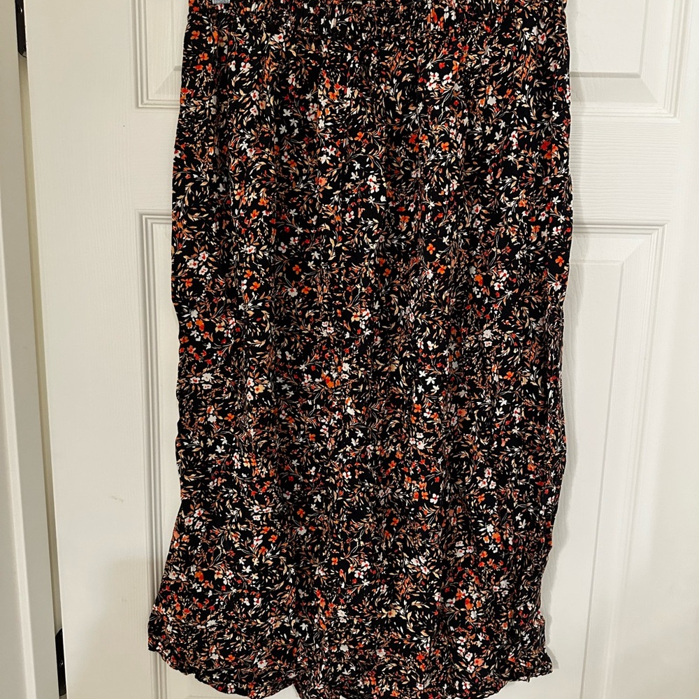 Old Navy Pink and White Ruched Pencil Midi Skirt